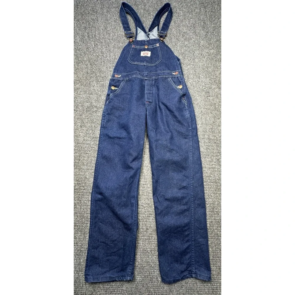 Round House Overalls Teens 14 Blue Denim Adjustable Straps Made‎ USA Workwear